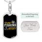 Daddy'S Fishing Buddy Hook Keychain Stainless Steel or 18k Gold Dog Tag Keyring-Express Your Love Gifts