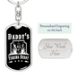 Daddy's Fishing Buddy Keychain Stainless Steel or 18k Gold Dog Tag Keyring-Express Your Love Gifts