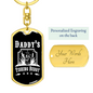 Daddy's Fishing Buddy Keychain Stainless Steel or 18k Gold Dog Tag Keyring-Express Your Love Gifts