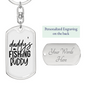 Daddy's Fishing Buddy Plain Keychain Stainless Steel or 18k Gold Dog Tag Keyring-Express Your Love Gifts