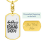 Daddy's Fishing Buddy Plain Keychain Stainless Steel or 18k Gold Dog Tag Keyring-Express Your Love Gifts