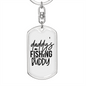 Daddy's Fishing Buddy Plain Keychain Stainless Steel or 18k Gold Dog Tag Keyring-Express Your Love Gifts