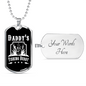 Daddy's Fishing Buddy White Necklace Stainless Steel or 18k Gold Dog Tag 24" Chain-Express Your Love Gifts