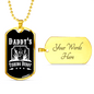 Daddy's Fishing Buddy White Necklace Stainless Steel or 18k Gold Dog Tag 24" Chain-Express Your Love Gifts
