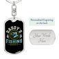 Daddy'S Fishing Keychain Stainless Steel or 18k Gold Dog Tag Keyring-Express Your Love Gifts