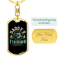 Daddy'S Fishing Keychain Stainless Steel or 18k Gold Dog Tag Keyring-Express Your Love Gifts