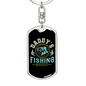 Daddy'S Fishing Keychain Stainless Steel or 18k Gold Dog Tag Keyring-Express Your Love Gifts