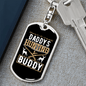 Daddy'S Hunting Buddy Deer & Guns Keychain Stainless Steel or 18k Gold Dog Tag Keyring-Express Your Love Gifts
