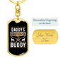 Daddy'S Hunting Buddy Deer & Guns Keychain Stainless Steel or 18k Gold Dog Tag Keyring-Express Your Love Gifts
