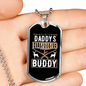 Daddy'S Hunting Buddy Deer & Guns Necklace Stainless Steel or 18k Gold Dog Tag 24" Chain-Express Your Love Gifts