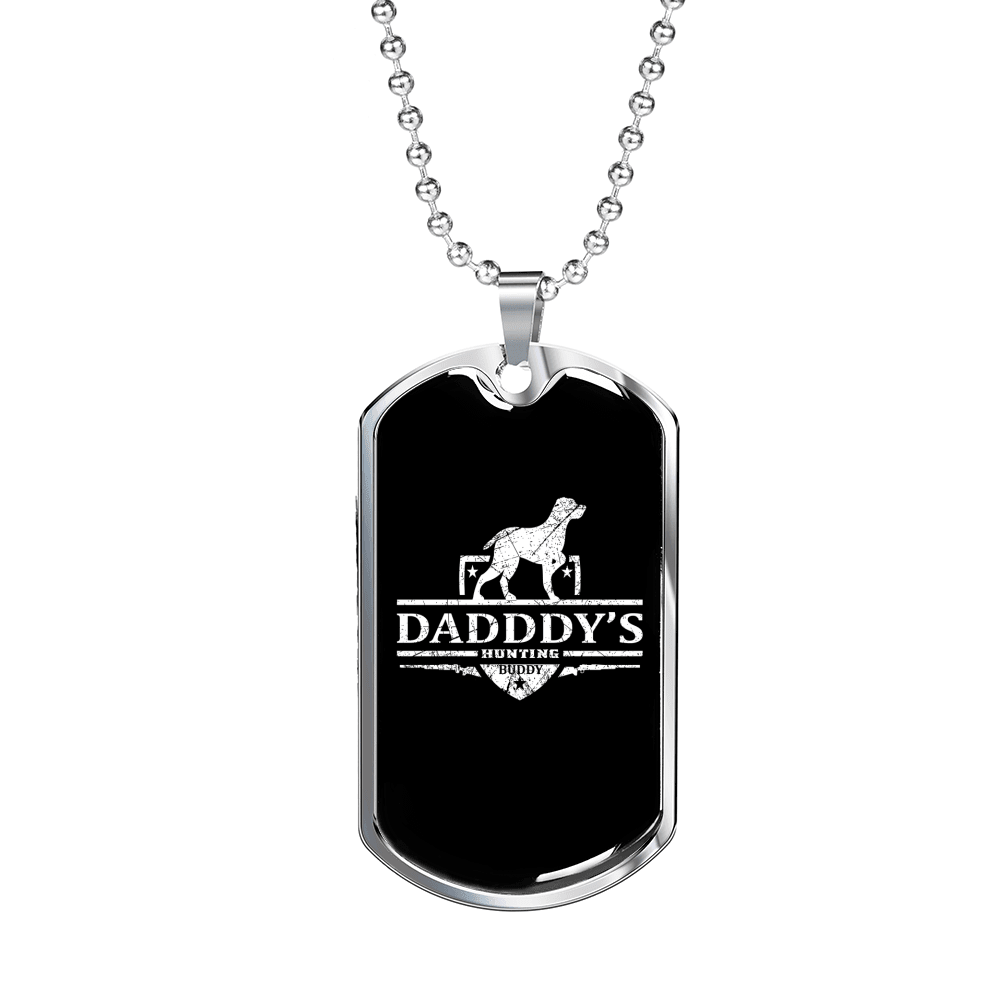 Daddy'S Hunting Buddy Dog Necklace Stainless Steel or 18k Gold Dog Tag 24" Chain-Express Your Love Gifts