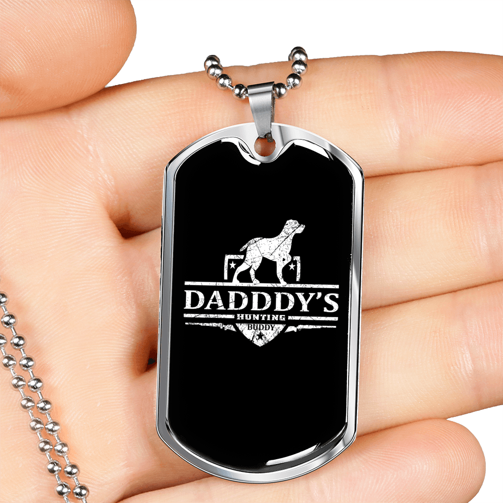 Daddy'S Hunting Buddy Dog Necklace Stainless Steel or 18k Gold Dog Tag 24" Chain-Express Your Love Gifts