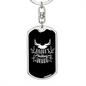 Daddy's Hunting Buddy White Keychain Stainless Steel or 18k Gold Dog Tag Keyring-Express Your Love Gifts
