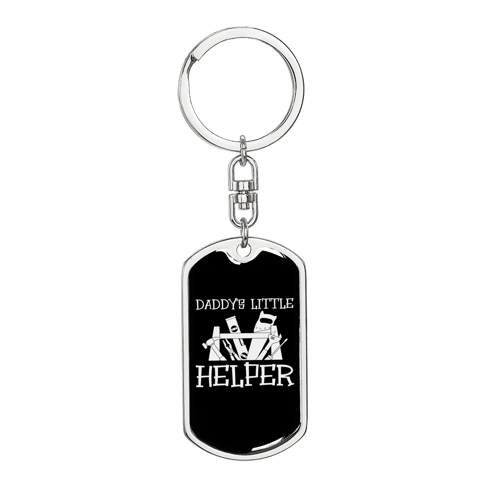 Daddy'S Little Helper Swivel Keychain Woodworker Dog Tag Stainless Steel or 18k Gold-Express Your Love Gifts