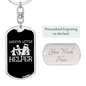 Daddy'S Little Helper Swivel Keychain Woodworker Dog Tag Stainless Steel or 18k Gold-Express Your Love Gifts