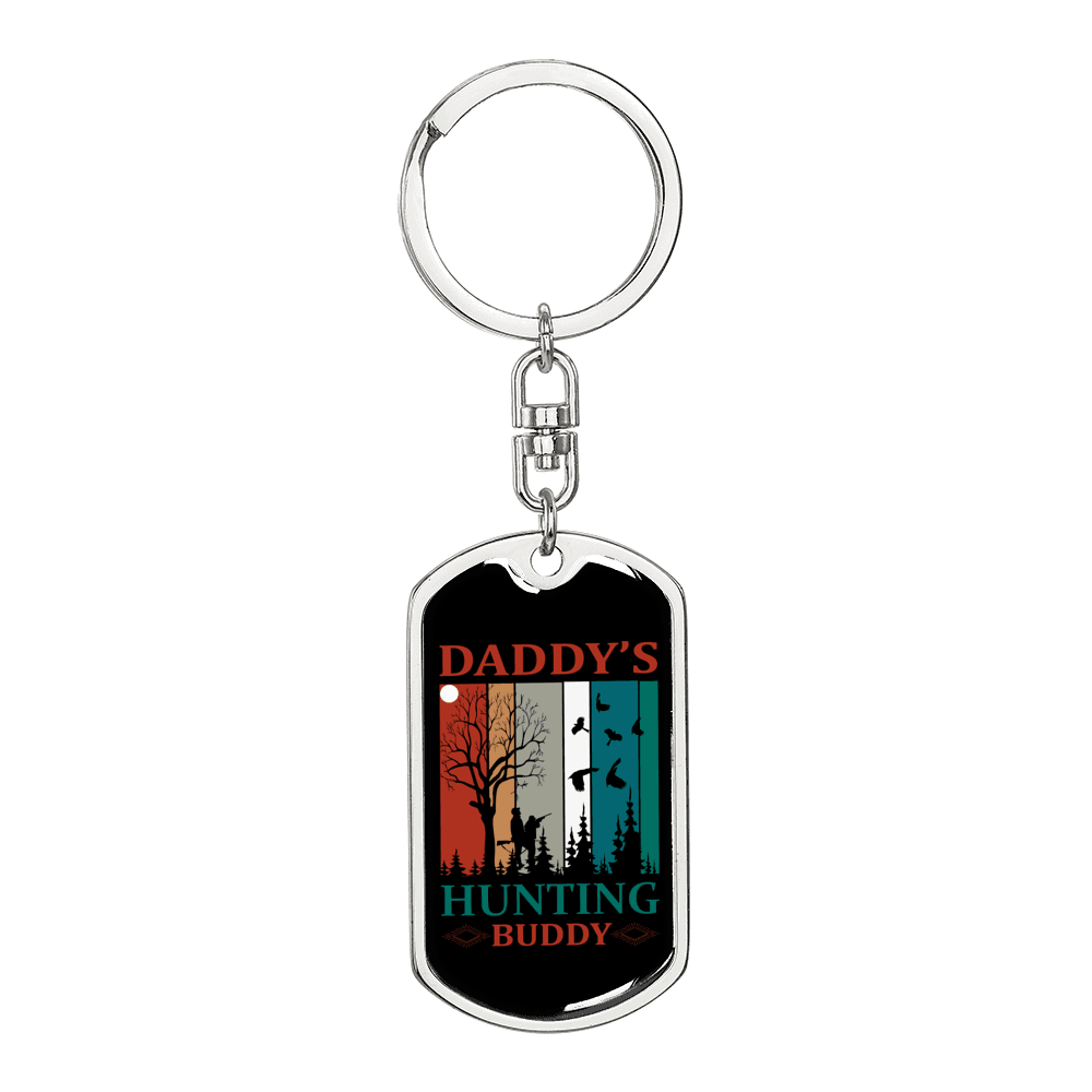 Daddys Hunter'S Keychain Gift Stainless Steel or 18k Gold Dog Tag Keyring-Express Your Love Gifts