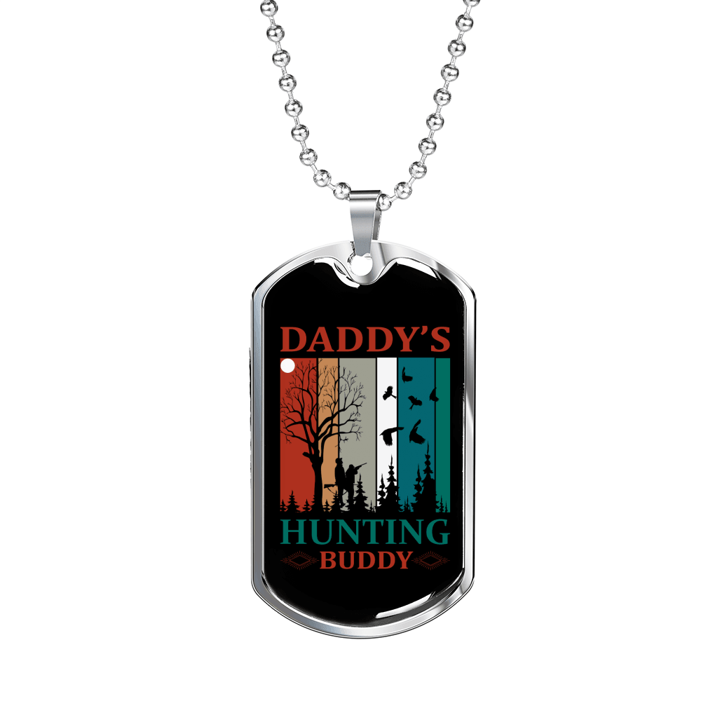 Daddys Hunting Necklace Stainless Steel or 18k Gold Dog Tag 24" Chain-Express Your Love Gifts