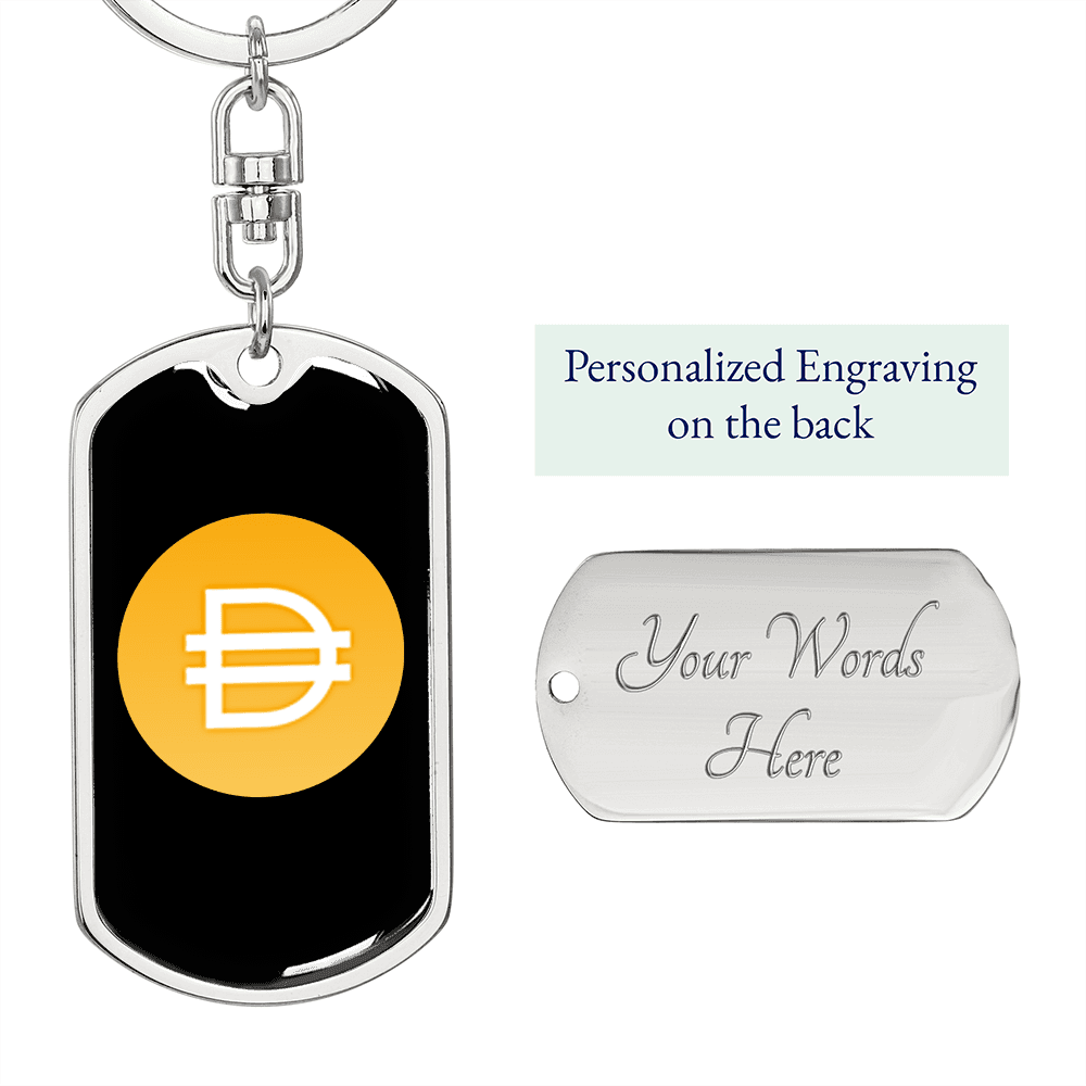Dai Stablecoin (DAI) Crypto Cryptocurrency Keychain Stainless Steel or 18k Gold Dog Tag Keyring-Express Your Love Gifts