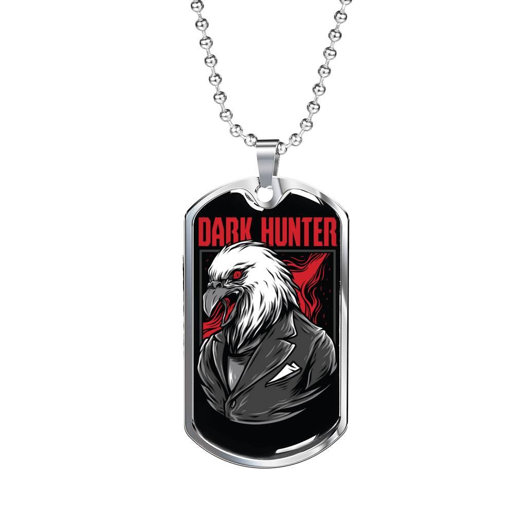 Dark Hunter Necklace Stainless Steel or 18k Gold Dog Tag 24" Chain-Express Your Love Gifts