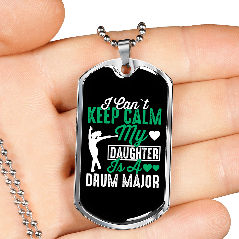 Daughter Drum Major Necklace Stainless Steel or 18k Gold Dog Tag 24" Chain-Express Your Love Gifts