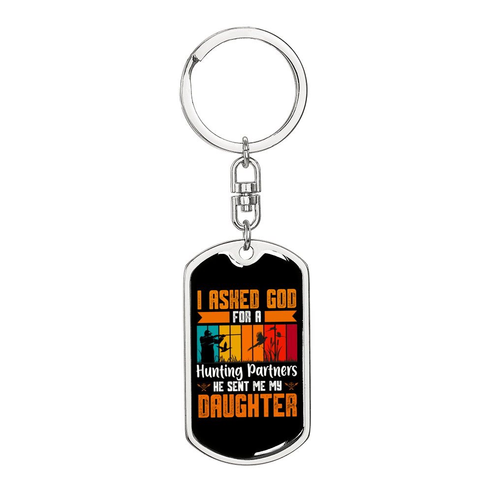 Daughter From God Keychain Stainless Steel or 18k Gold Dog Tag Keyring-Express Your Love Gifts