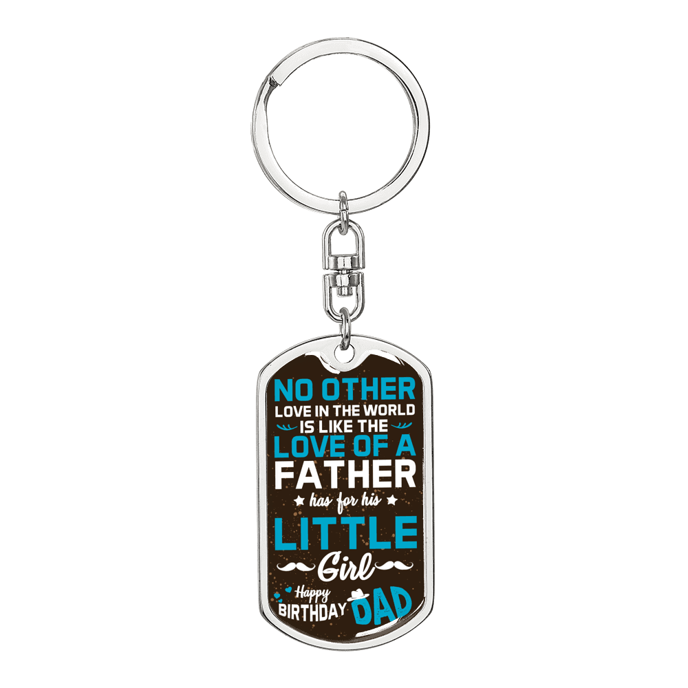 Daughter To Dad Birthday Keychain Stainless Steel or 18k Gold Dog Tag Keyring-Express Your Love Gifts