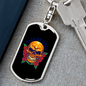 Day of Dead Mexico Sugar Skull Keychain Stainless Steel or 18k Gold Dog Tag Keyring-Express Your Love Gifts