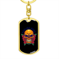Day of Dead Mexico Sugar Skull Keychain Stainless Steel or 18k Gold Dog Tag Keyring-Express Your Love Gifts