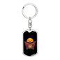 Day of Dead Mexico Sugar Skull Keychain Stainless Steel or 18k Gold Dog Tag Keyring-Express Your Love Gifts