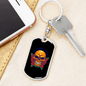 Day of Dead Mexico Sugar Skull Keychain Stainless Steel or 18k Gold Dog Tag Keyring-Express Your Love Gifts
