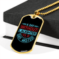 Day Without Laughter Necklace Stainless Steel or 18k Gold Dog Tag 24" Chain-Express Your Love Gifts