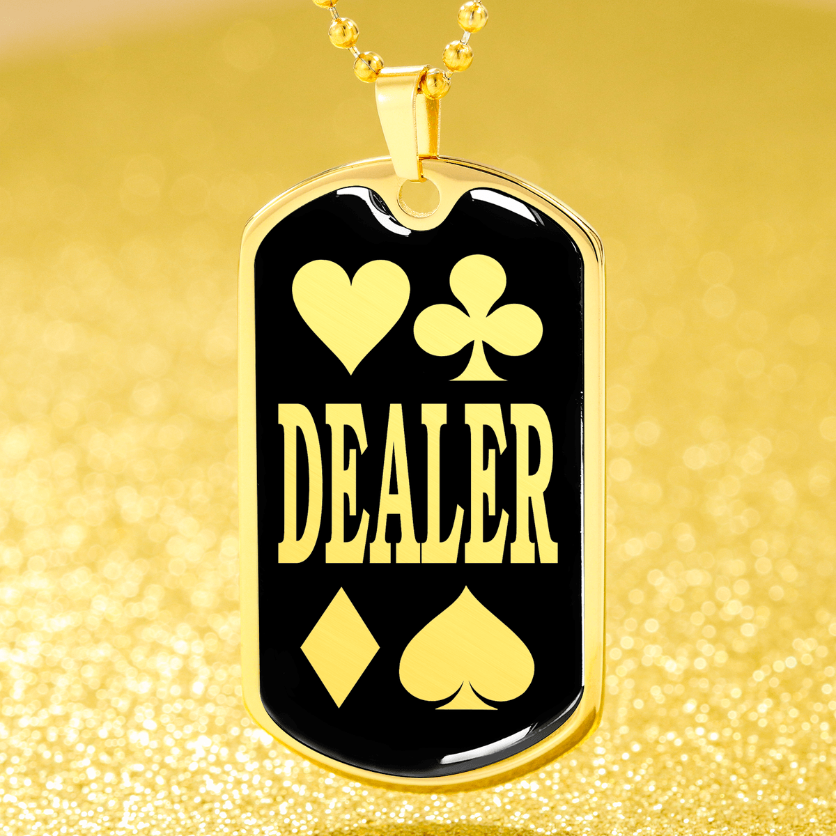 Dealer Dog Tag Stainless Steel or 18k Gold 24" Chain-Express Your Love Gifts