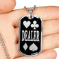 Dealer Dog Tag Stainless Steel or 18k Gold 24" Chain-Express Your Love Gifts