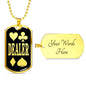 Dealer Dog Tag Stainless Steel or 18k Gold 24" Chain-Express Your Love Gifts
