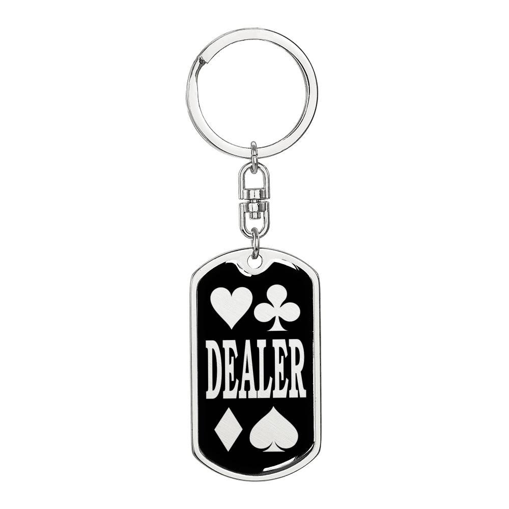 Dealer Keychain Dog Tag Stainless Steel or 18k Gold-Express Your Love Gifts