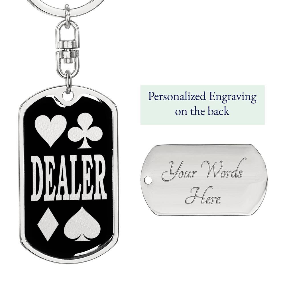 Dealer Keychain Dog Tag Stainless Steel or 18k Gold-Express Your Love Gifts