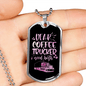 Dear Coffee & Trucker Dog Tag Stainless Steel or 18k Gold 24" Chain-Express Your Love Gifts