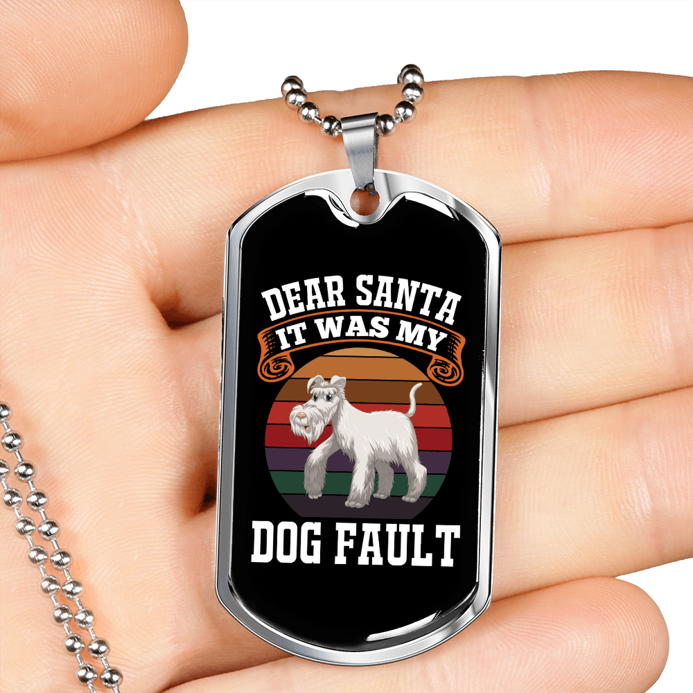 Dear Santa Necklace Stainless Steel or 18k Gold Dog Tag 24" Chain-Express Your Love Gifts