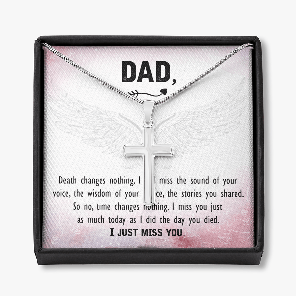 Death Changes Nothing Dad Memorial Gift Dad Memorial Cross Necklace Sympathy Gift Loss of Father Condolence Message Card-Express Your Love Gifts