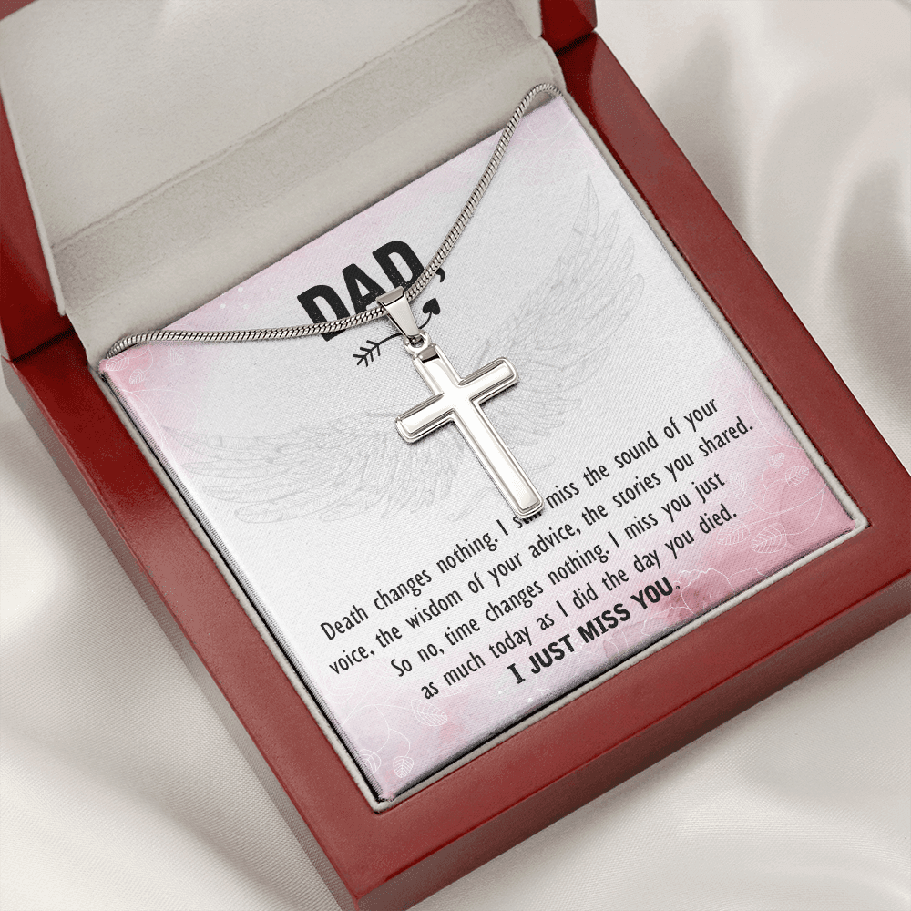 Death Changes Nothing Dad Memorial Gift Dad Memorial Cross Necklace Sympathy Gift Loss of Father Condolence Message Card-Express Your Love Gifts