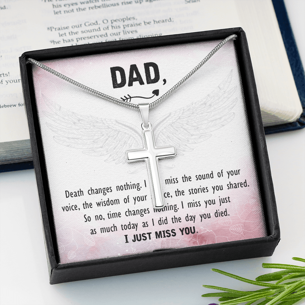 Death Changes Nothing Dad Memorial Gift Dad Memorial Cross Necklace Sympathy Gift Loss of Father Condolence Message Card-Express Your Love Gifts