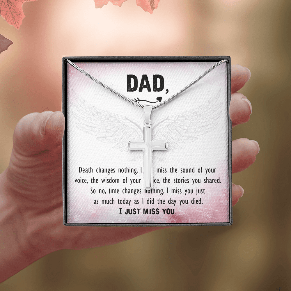 Death Changes Nothing Dad Memorial Gift Dad Memorial Cross Necklace Sympathy Gift Loss of Father Condolence Message Card-Express Your Love Gifts
