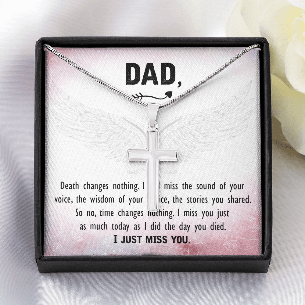 Death Changes Nothing Dad Memorial Gift Dad Memorial Cross Necklace Sympathy Gift Loss of Father Condolence Message Card-Express Your Love Gifts