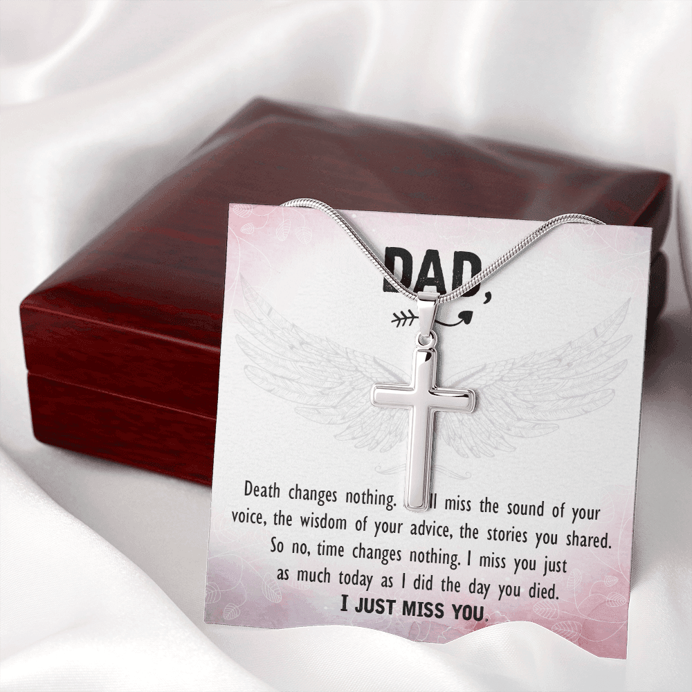 Death Changes Nothing Dad Memorial Gift Dad Memorial Cross Necklace Sympathy Gift Loss of Father Condolence Message Card-Express Your Love Gifts