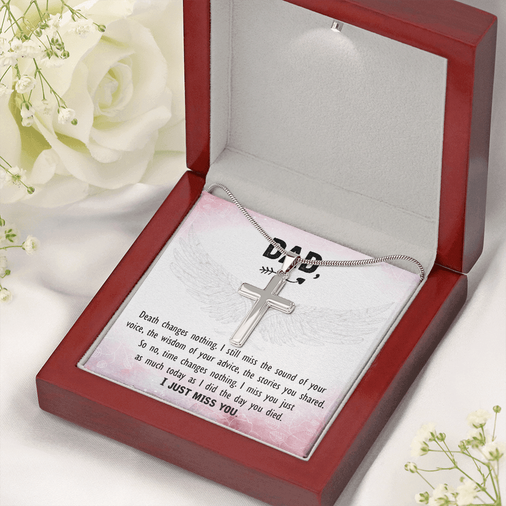 Death Changes Nothing Dad Memorial Gift Dad Memorial Cross Necklace Sympathy Gift Loss of Father Condolence Message Card-Express Your Love Gifts