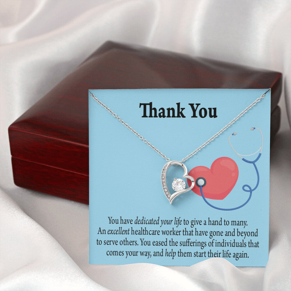 Dedicated Healthcare Medical Worker Nurse Appreciation Gift Forever Necklace w Message Card-Express Your Love Gifts