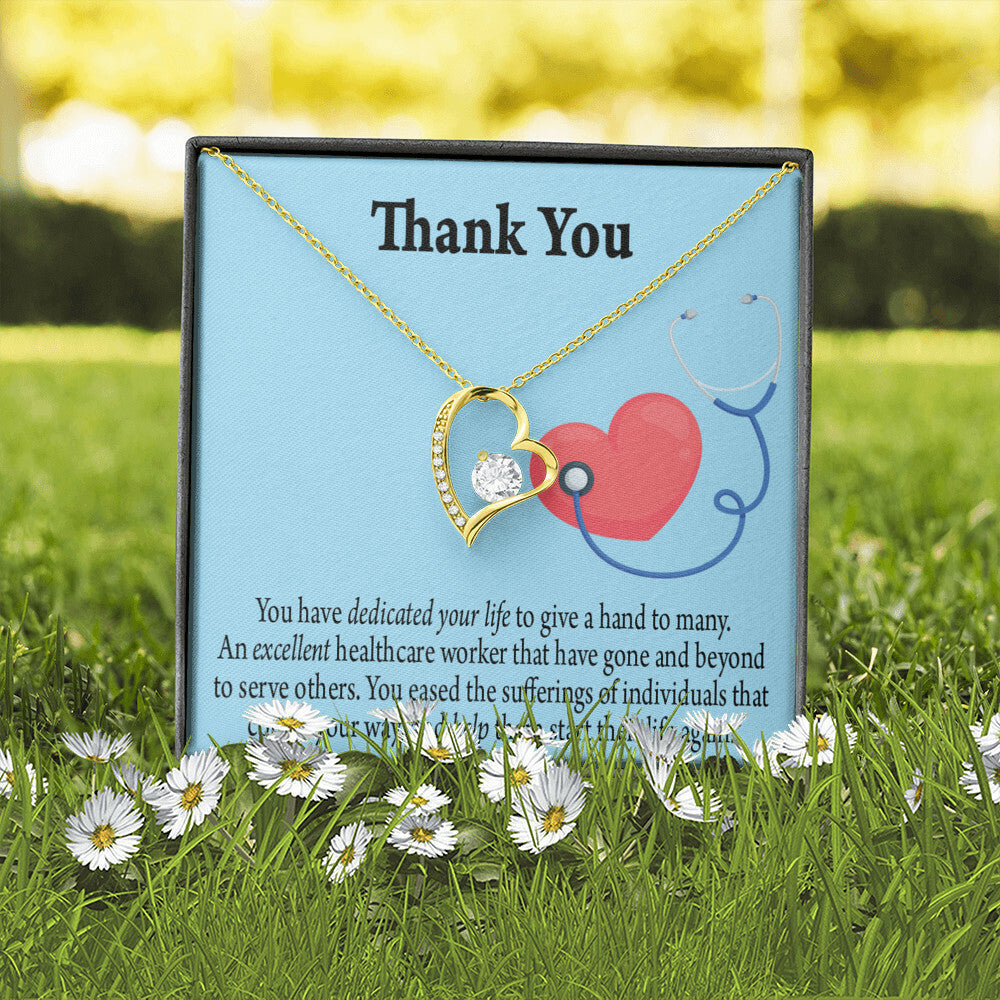 Dedicated Healthcare Medical Worker Nurse Appreciation Gift Forever Necklace w Message Card-Express Your Love Gifts