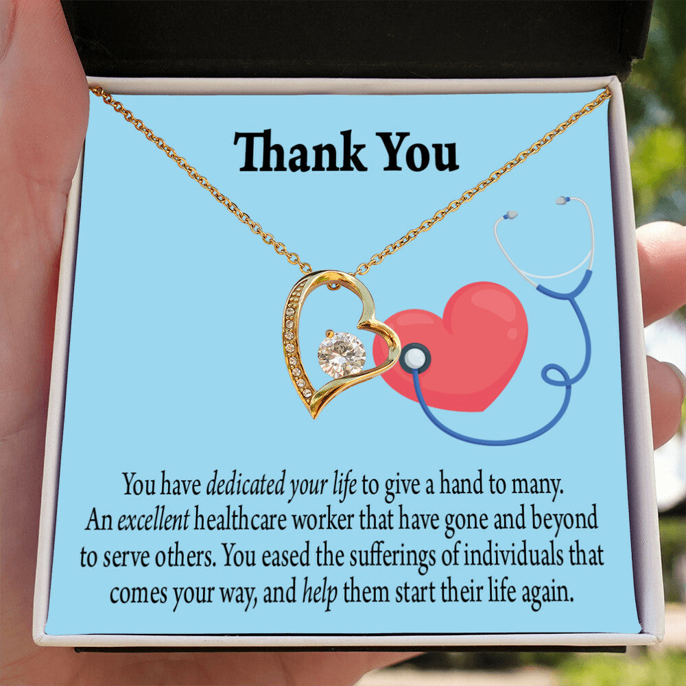 Dedicated Healthcare Medical Worker Nurse Appreciation Gift Forever Necklace w Message Card-Express Your Love Gifts