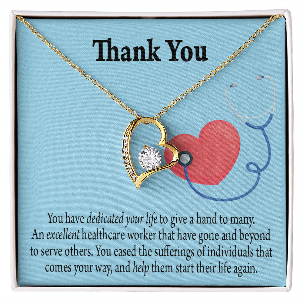 Dedicated Healthcare Medical Worker Nurse Appreciation Gift Forever Necklace w Message Card-Express Your Love Gifts