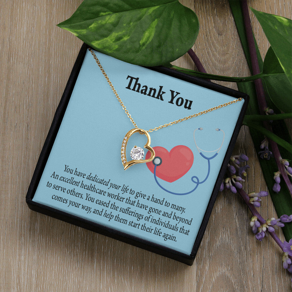 Dedicated Healthcare Medical Worker Nurse Appreciation Gift Forever Necklace w Message Card-Express Your Love Gifts